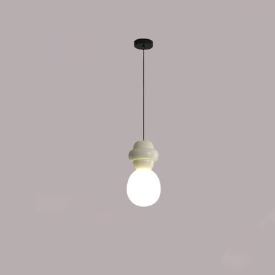 Contemporary Scandinavian Spherical Resin Glass 1-Light Pendant Light For Living Room