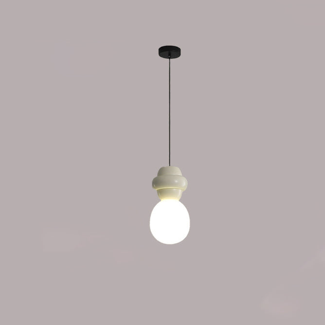 Contemporary Scandinavian Spherical Resin Glass 1-Light Pendant Light For Living Room