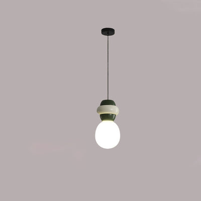 Contemporary Scandinavian Spherical Resin Glass 1-Light Pendant Light For Living Room