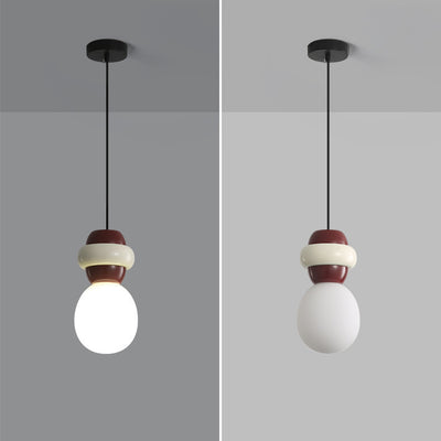 Contemporary Scandinavian Spherical Resin Glass 1-Light Pendant Light For Living Room
