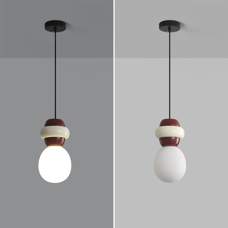 Contemporary Scandinavian Spherical Resin Glass 1-Light Pendant Light For Living Room