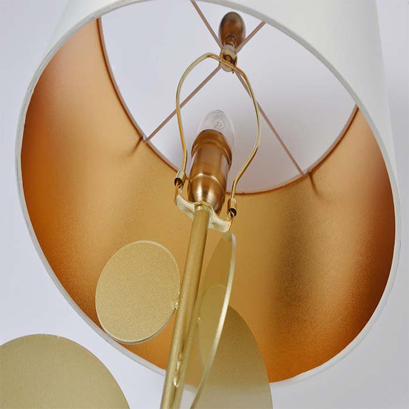 Zeitgenössische Einfachheit Stoff Zylinderschirm Marmor Sockel 1-Licht Tischlampe für das Studium 