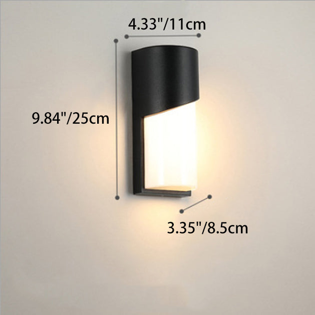 Lampe murale extérieure LED en demi-cercle en acrylique et aluminium industriel contemporain pour jardin 
