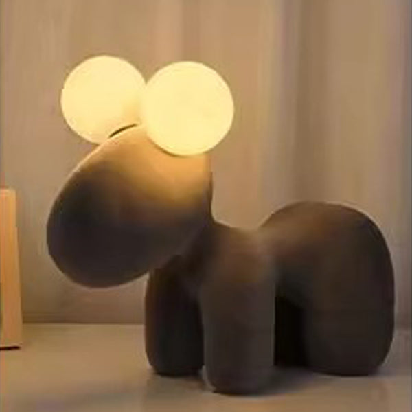 Lampe de table contemporaine créative en résine de poney en peluche enfantine à 2 lumières pour chambre 