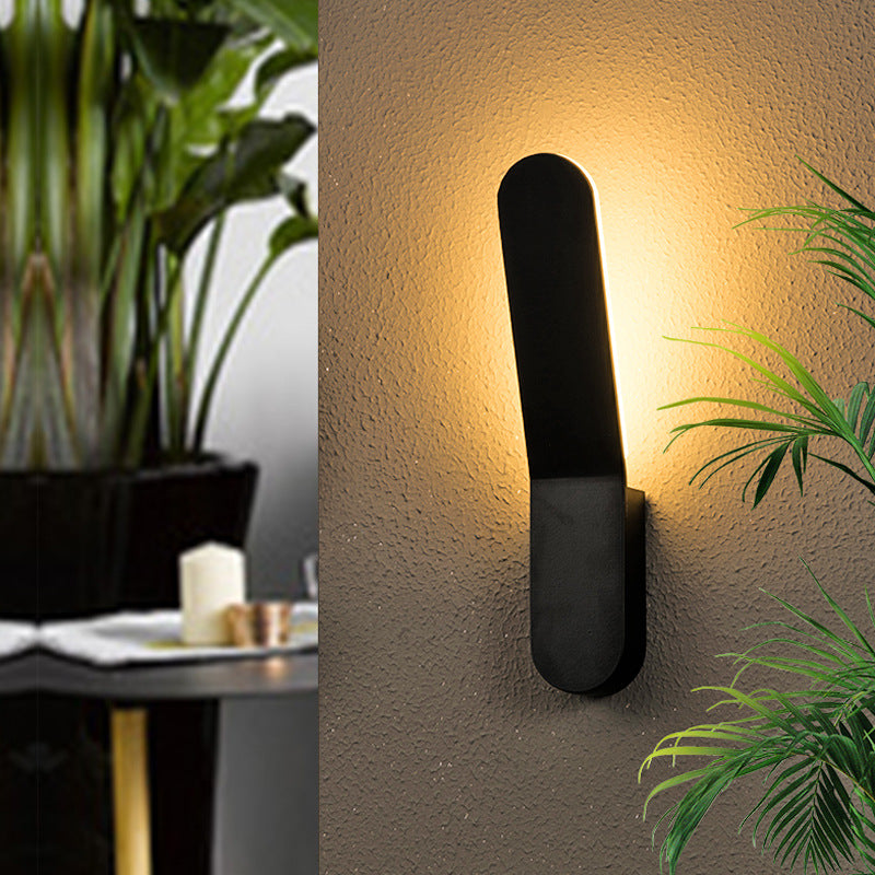 Modern Minimalist Rounded Aluminum Strip LED Wall Sconce Lamp For Living Room