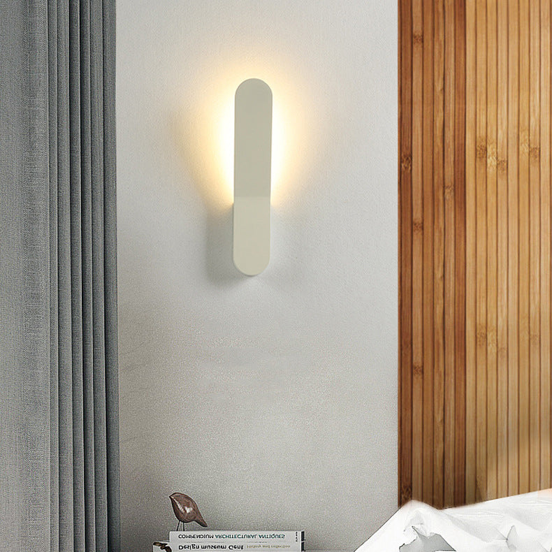 Modern Minimalist Rounded Aluminum Strip LED Wall Sconce Lamp For Living Room