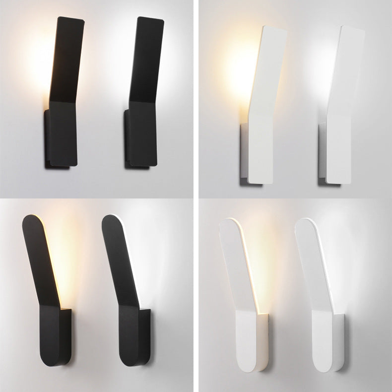 Modern Minimalist Rounded Aluminum Strip LED Wall Sconce Lamp For Living Room