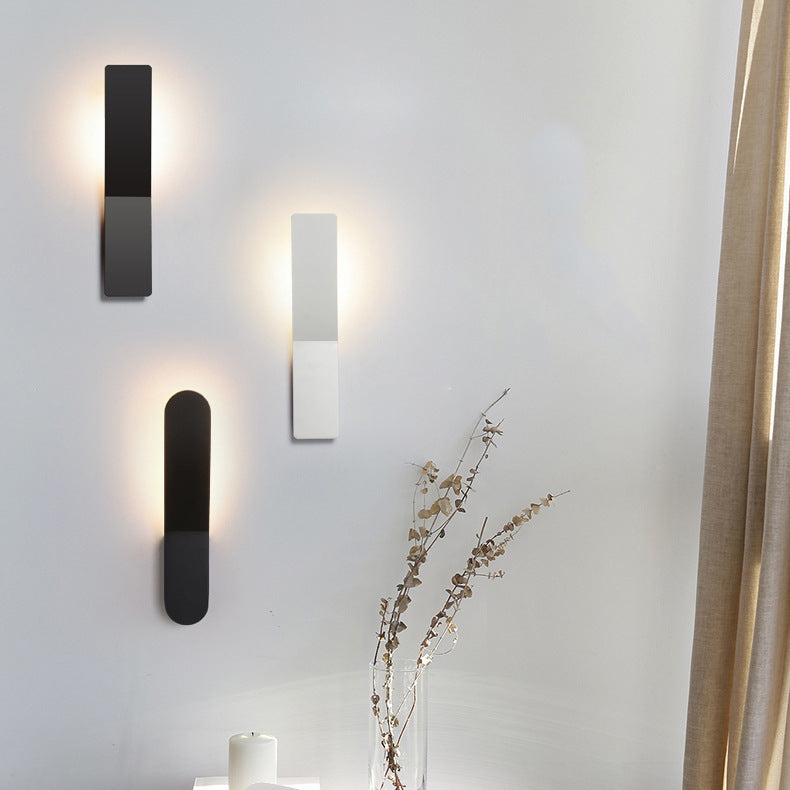 Modern Minimalist Rounded Aluminum Strip LED Wall Sconce Lamp For Living Room