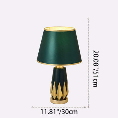 Contemporary Luxury Fabric Round Shade Ceramic Alloy 1-Light Table Lamp For Bedroom