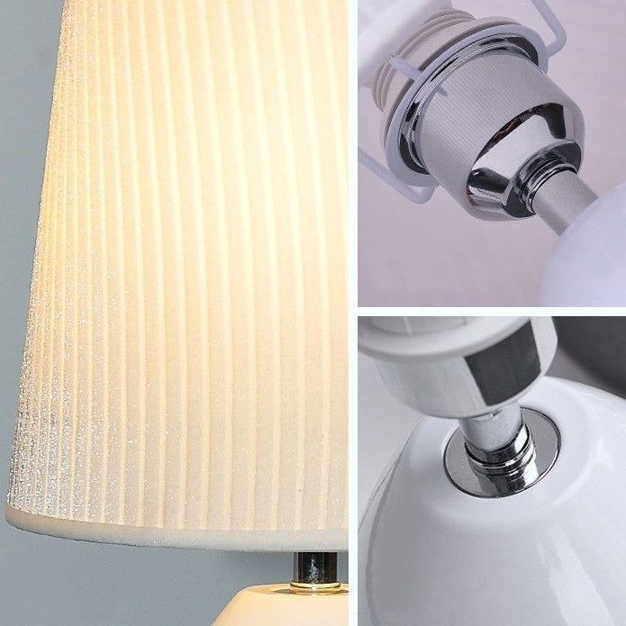 Contemporary Luxury Fabric Hardware Round 1-Light Table Lamp For Bedroom