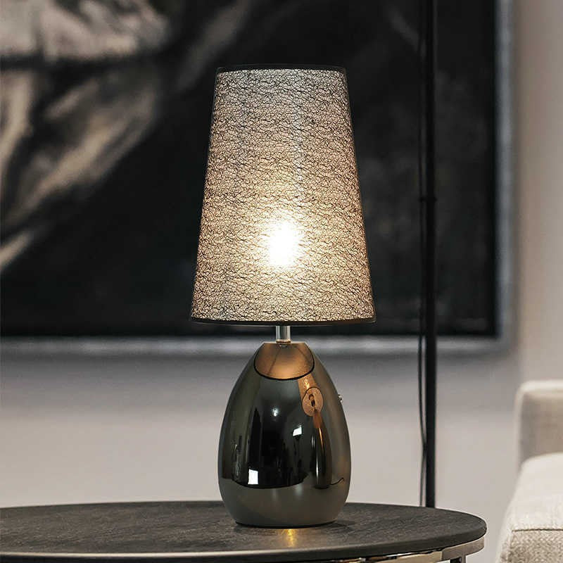Contemporary Luxury Fabric Hardware Round 1-Light Table Lamp For Bedroom