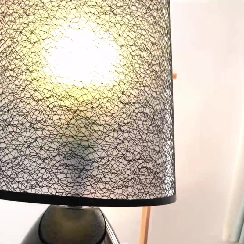 Contemporary Luxury Fabric Hardware Round 1-Light Table Lamp For Bedroom