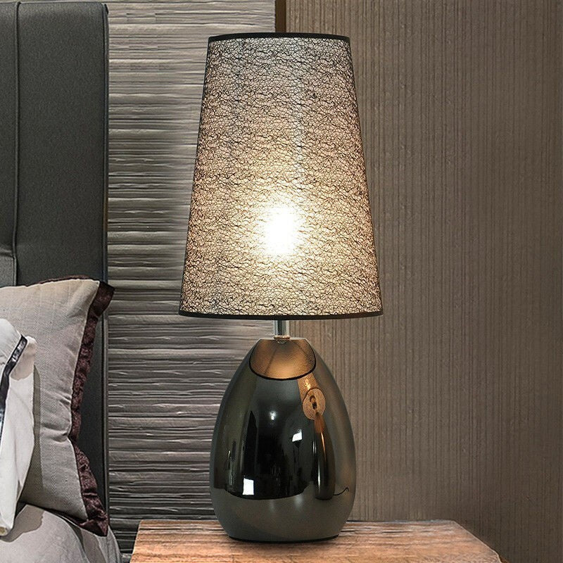 Contemporary Luxury Fabric Hardware Round 1-Light Table Lamp For Bedroom