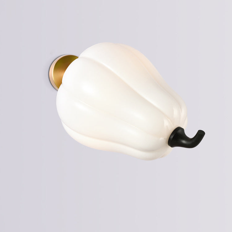 Contemporary Creative Simulation Vegetable Pumpkin Glass Iron 1-Light Wall Sconce Lamp For Living Room