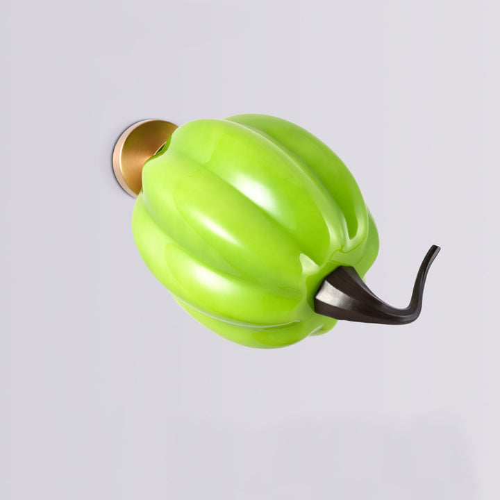 Lámpara de Aplique de Pared de 1 Luz de Calabaza de Vidrio de Hierro Vegetal de Simulación Creativa Contemporánea para Sala de Estar 