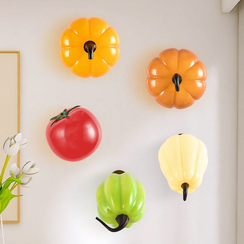 Contemporary Creative Simulation Vegetable Pumpkin Glass Iron 1-Light Wall Sconce Lamp For Living Room