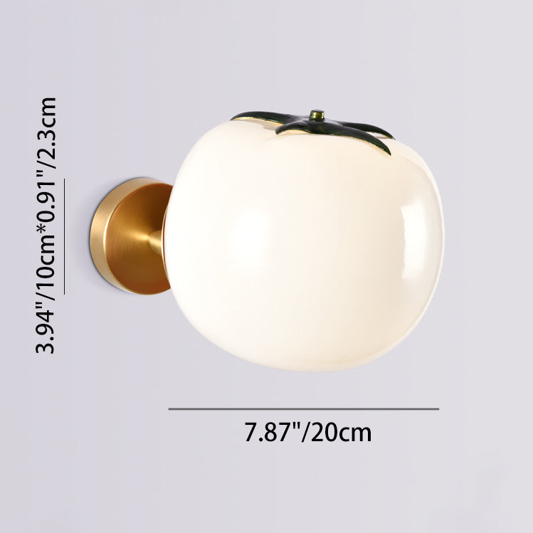 Contemporary Creative Simulation Vegetable Pumpkin Glass Iron 1-Light Wall Sconce Lamp For Living Room