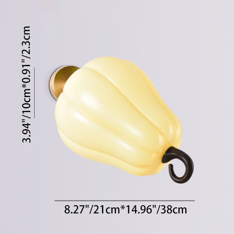 Lámpara de Aplique de Pared de 1 Luz de Calabaza de Vidrio de Hierro Vegetal de Simulación Creativa Contemporánea para Sala de Estar 
