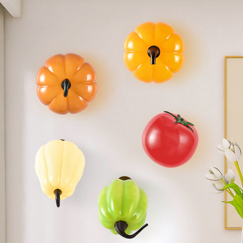 Contemporary Creative Simulation Vegetable Pumpkin Glass Iron 1-Light Wall Sconce Lamp For Living Room