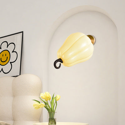 Contemporary Creative Simulation Vegetable Pumpkin Glass Iron 1-Light Wall Sconce Lamp For Living Room