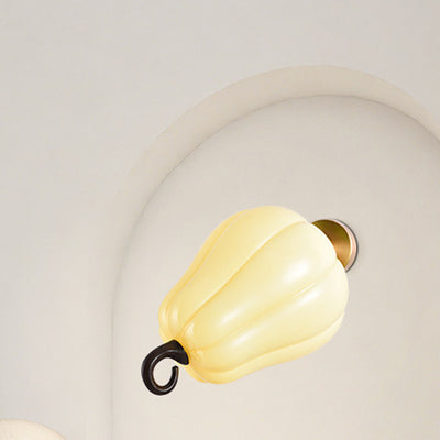 Contemporary Creative Simulation Vegetable Pumpkin Glass Iron 1-Light Wall Sconce Lamp For Living Room
