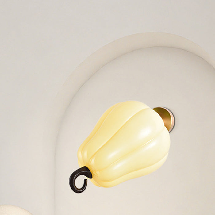 Contemporary Creative Simulation Vegetable Pumpkin Glass Iron 1-Light Wall Sconce Lamp For Living Room