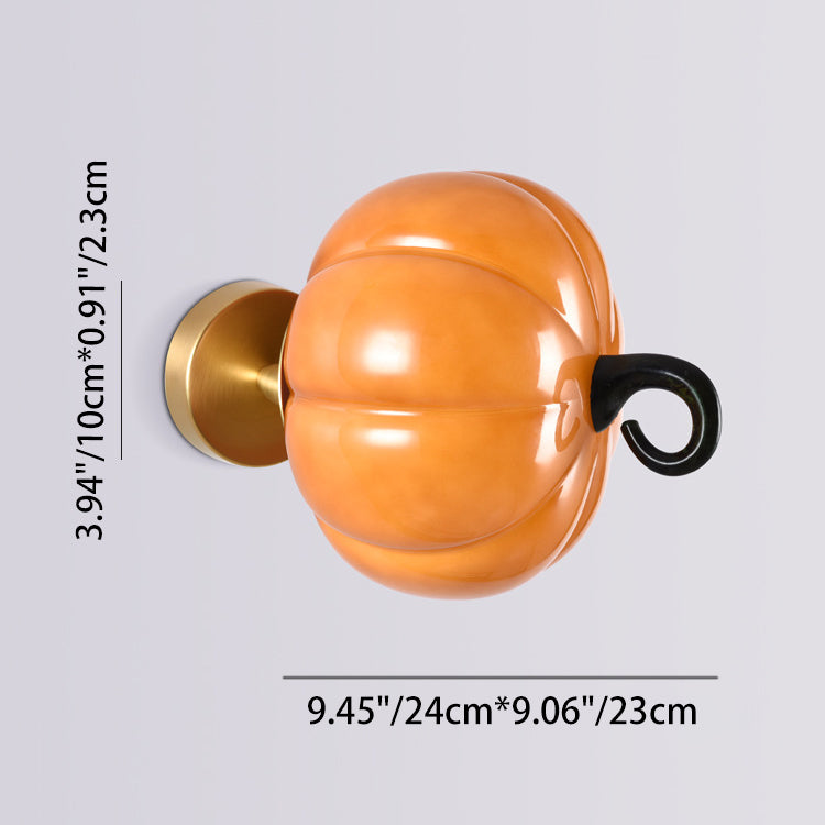 Contemporary Creative Simulation Vegetable Pumpkin Glass Iron 1-Light Wall Sconce Lamp For Living Room