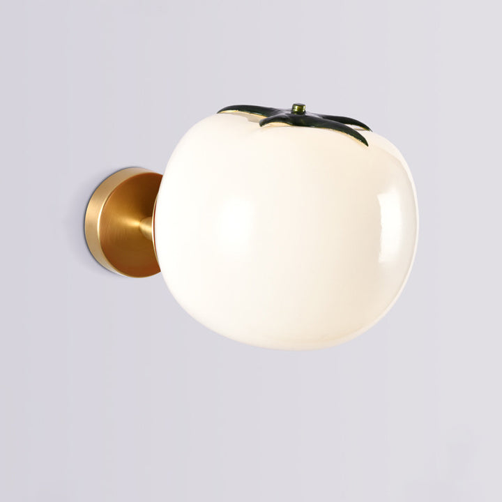 Lámpara de Aplique de Pared de 1 Luz de Calabaza de Vidrio de Hierro Vegetal de Simulación Creativa Contemporánea para Sala de Estar 