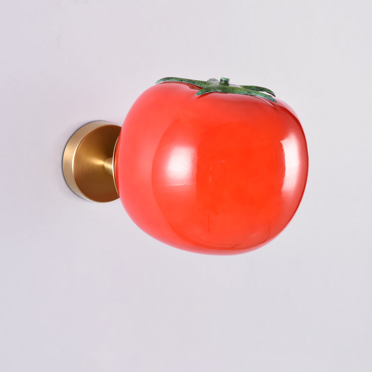 Contemporary Creative Simulation Vegetable Pumpkin Glass Iron 1-Light Wall Sconce Lamp For Living Room