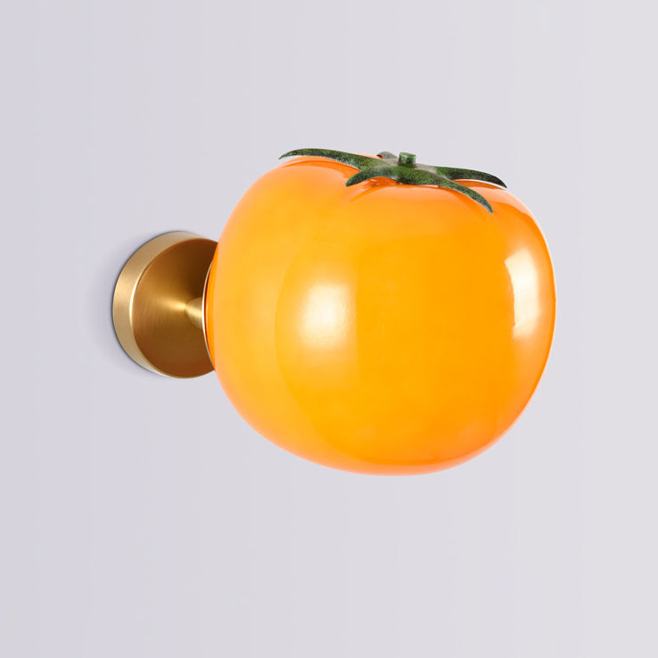 Contemporary Creative Simulation Vegetable Pumpkin Glass Iron 1-Light Wall Sconce Lamp For Living Room