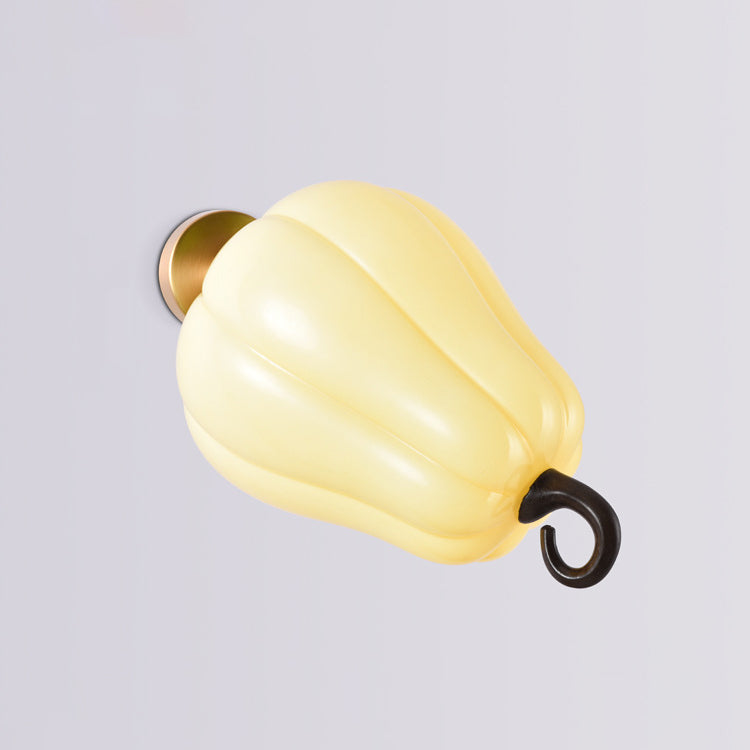 Contemporary Creative Simulation Vegetable Pumpkin Glass Iron 1-Light Wall Sconce Lamp For Living Room