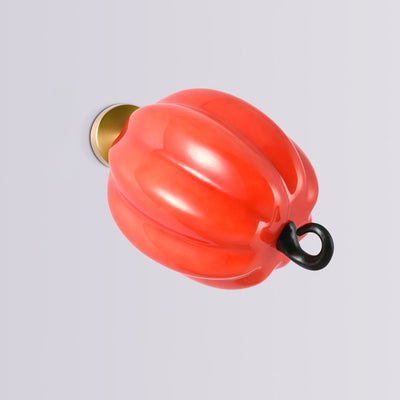 Contemporary Creative Simulation Vegetable Pumpkin Glass Iron 1-Light Wall Sconce Lamp For Living Room
