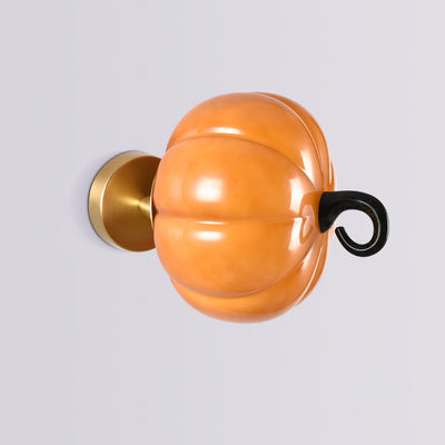 Contemporary Creative Simulation Vegetable Pumpkin Glass Iron 1-Light Wall Sconce Lamp For Living Room