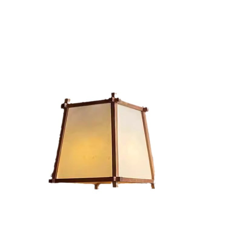 Traditional Chinese Zen Wood Frame Fabric 1-Light Pendant Light For Living Room