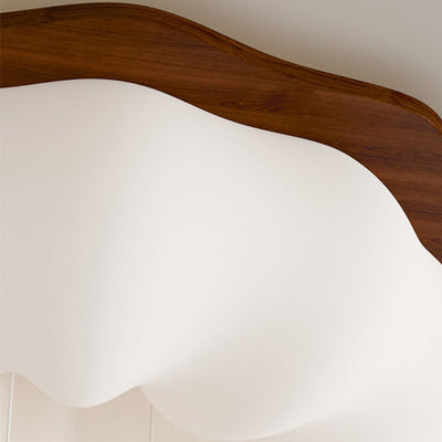 Contemporary Scandinavian Solid Wood PE Cloud Shade LED Flush Mount Ceiling Light For Bedroom