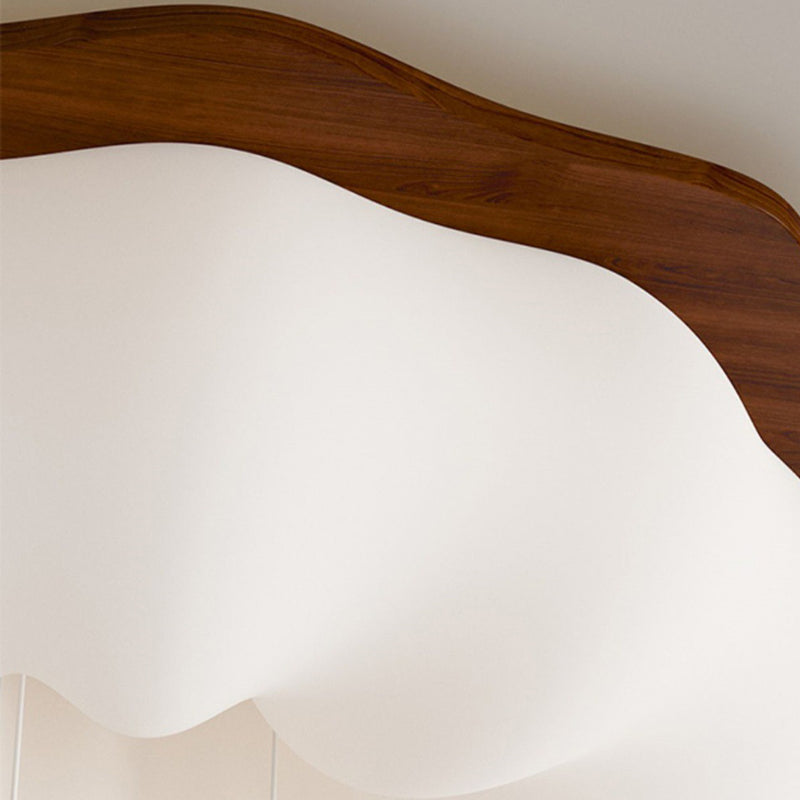 Contemporary Scandinavian Solid Wood PE Cloud Shade LED Flush Mount Ceiling Light For Bedroom