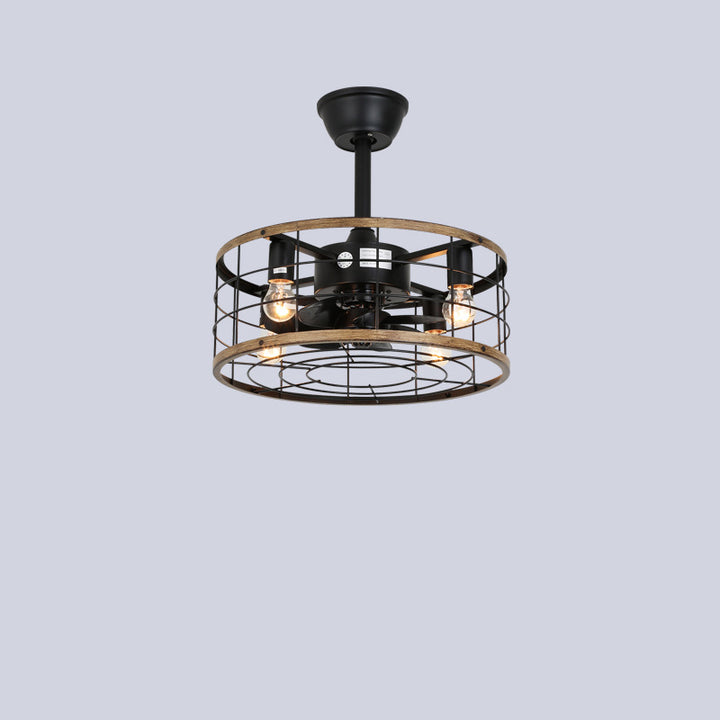 Ventilateur de plafond avec cadre en fer traditionnel de style maison de campagne, pales en ABS, 4 lumières et tiges descendantes pour chambre 
