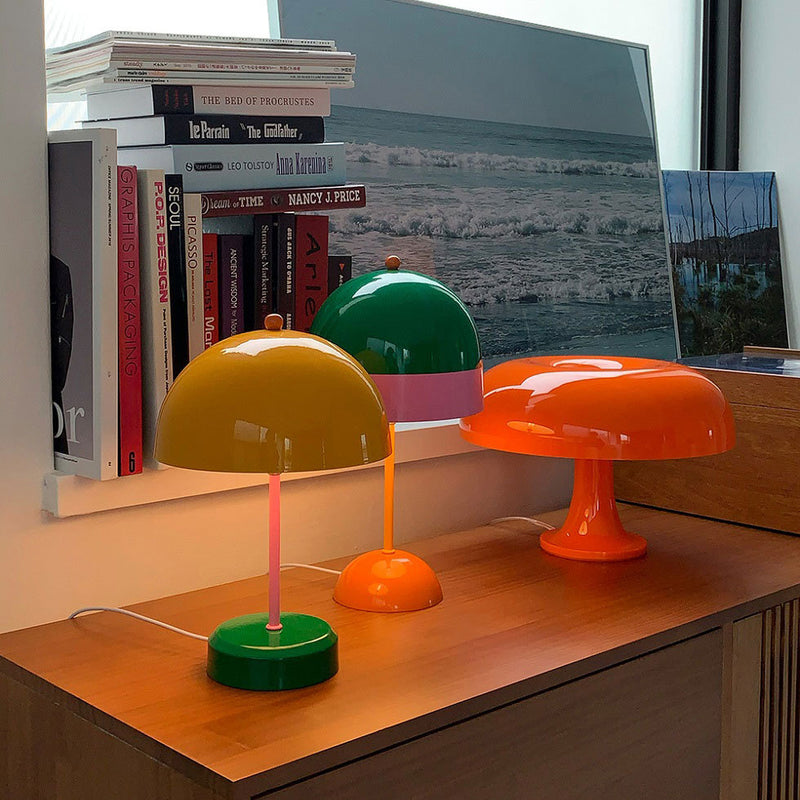 Contemporary Nordic Dopamine Contrast Color Geometric Semicircle Iron LED Table Lamp For Study