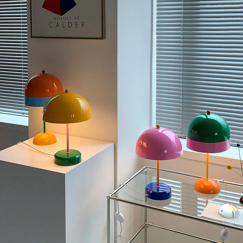 Contemporary Nordic Dopamine Contrast Color Geometric Semicircle Iron LED Table Lamp For Study