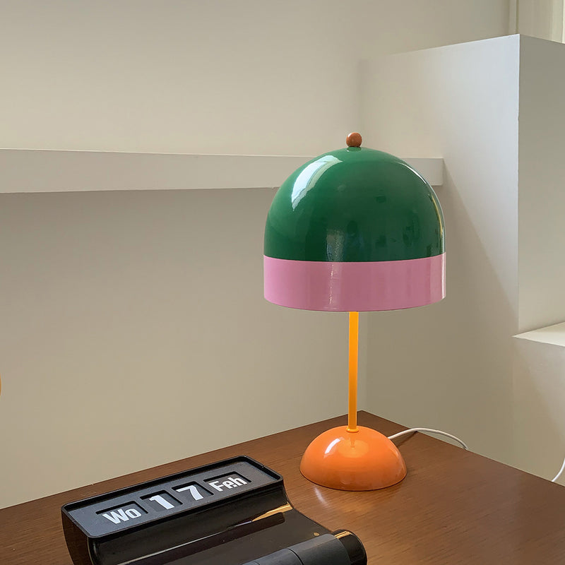 Contemporary Nordic Dopamine Contrast Color Geometric Semicircle Iron LED Table Lamp For Study