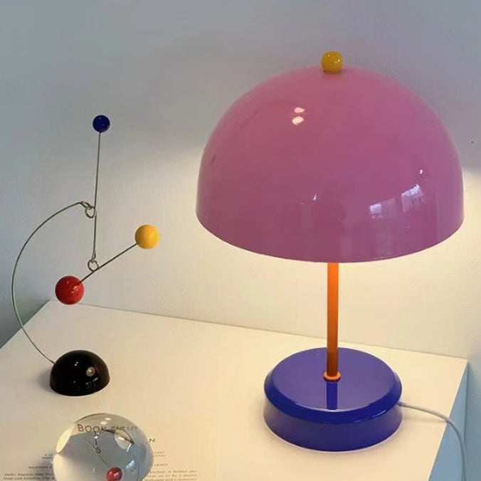 Contemporary Nordic Dopamine Contrast Color Geometric Semicircle Iron LED Table Lamp For Study