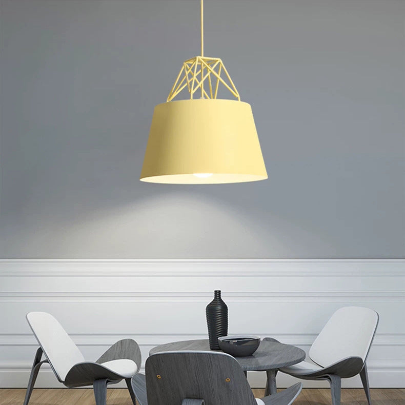 Contemporary Nordic Geometry Diamond Aluminum 1-Light Pendant Light For Living Room