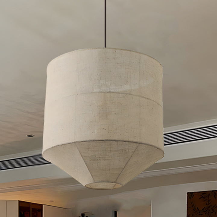 Abat-jour cylindrique en tissu de fer Zen japonais traditionnel 1 lumière pour salon 