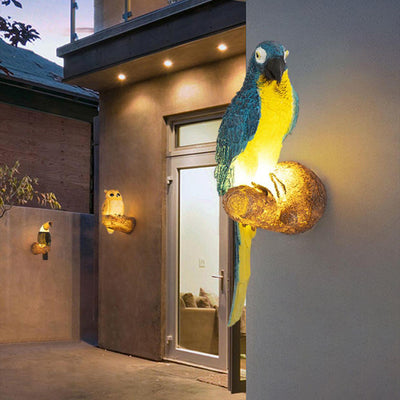 Contemporary Creative Resin Imitation Animal Toucan Owl Waterproof LED Wall Sconce Lamp For Outdoor Patio