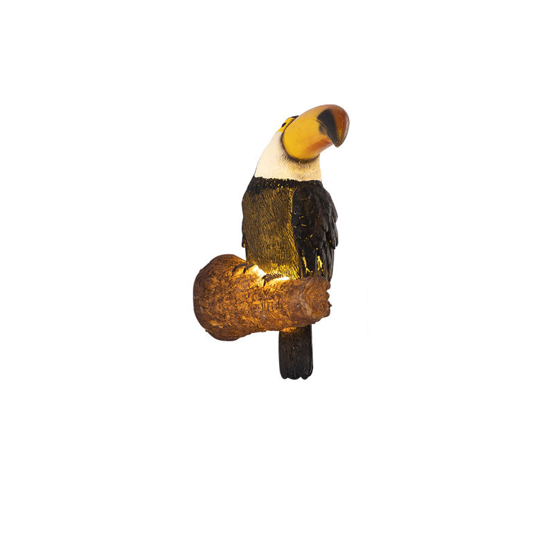 Contemporary Creative Resin Imitation Animal Toucan Owl Waterproof LED Wall Sconce Lamp For Outdoor Patio