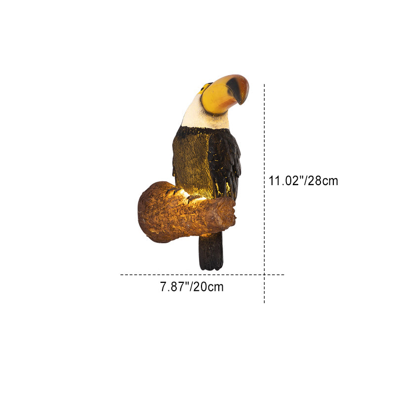 Contemporary Creative Resin Imitation Animal Toucan Owl Waterproof LED Wall Sconce Lamp For Outdoor Patio