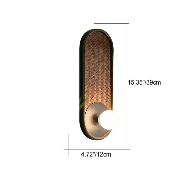 Traditional Vintage Oval Solid Wood Glass 1-Light Wall Sconce Lamp For Living Room