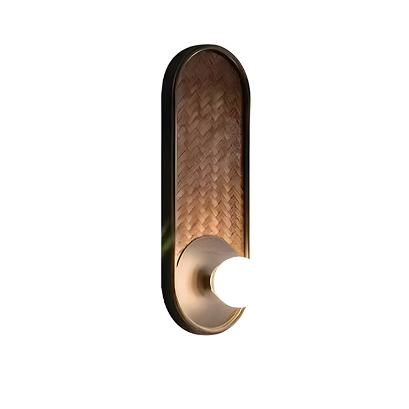 Traditional Vintage Oval Solid Wood Glass 1-Light Wall Sconce Lamp For Living Room