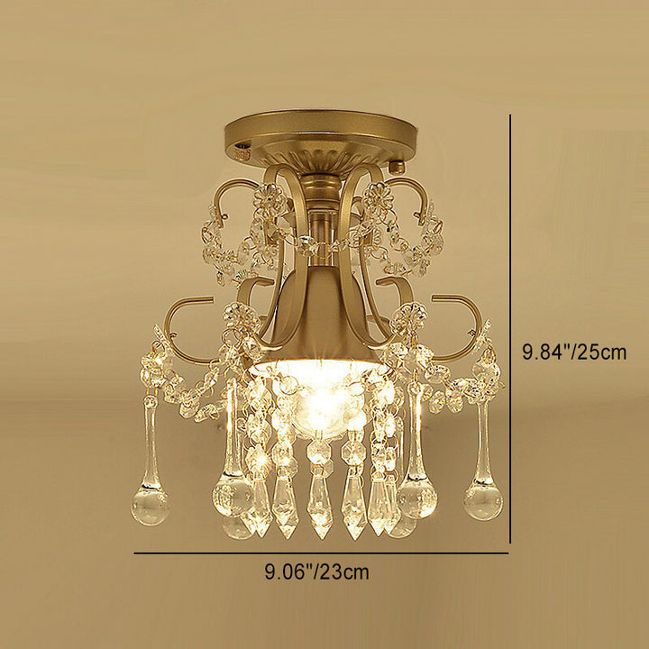 Lustre semi-encastré contemporain en alliage de zinc de luxe avec cristaux ronds à 3 lumières pour salon 