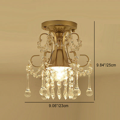 Contemporary Luxury Zinc Alloy Crystal Round 3-Light Semi-Flush Mount Ceiling Light For Living Room